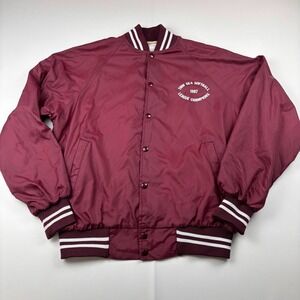 Vintage 80's Sea Softball League Champs Jacket Men's Large Maroon Pearl Snap